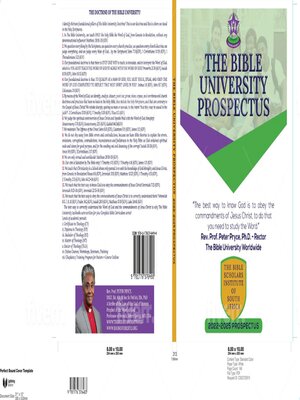 cover image of THE BIBLE UNIVERSITY PROSPECTUS